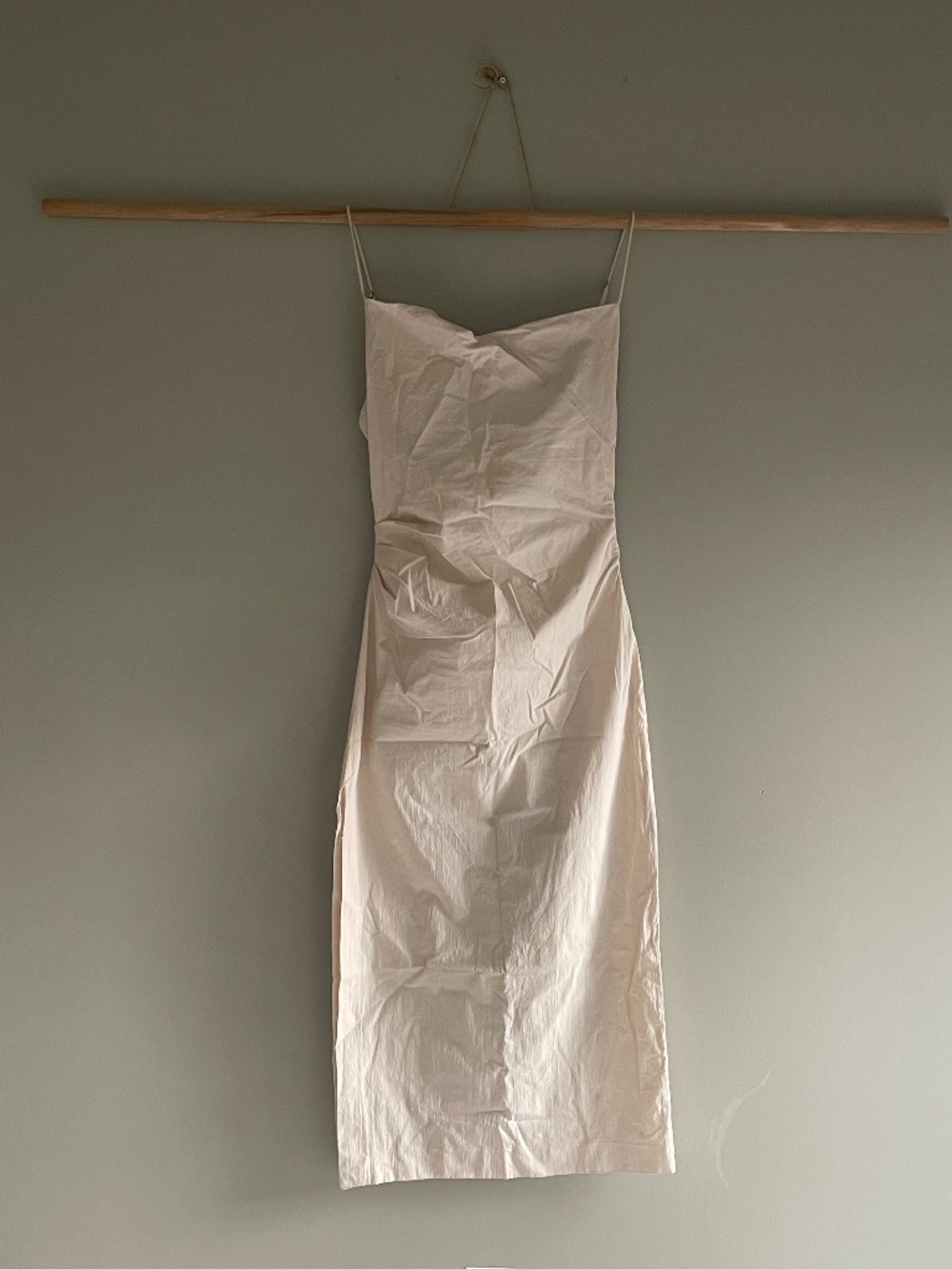 Zara Draped Midi Dress cream side slit